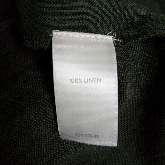 J Jill 100% Linen Tunic Top M Army Green Pullover 3/4 Sleeve Lagenlook Scandi - Picture 7 of 9